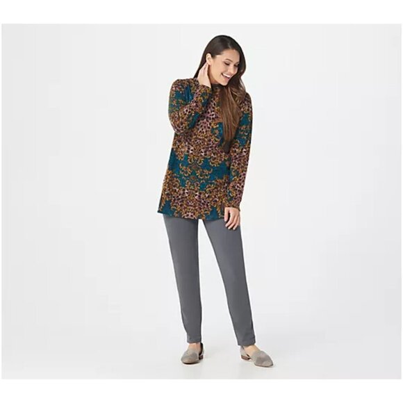 Susan Graver Chocolate Petite Premium Stretch Slim Leg Pull-On Pants Size 1X - Picture 3 of 5